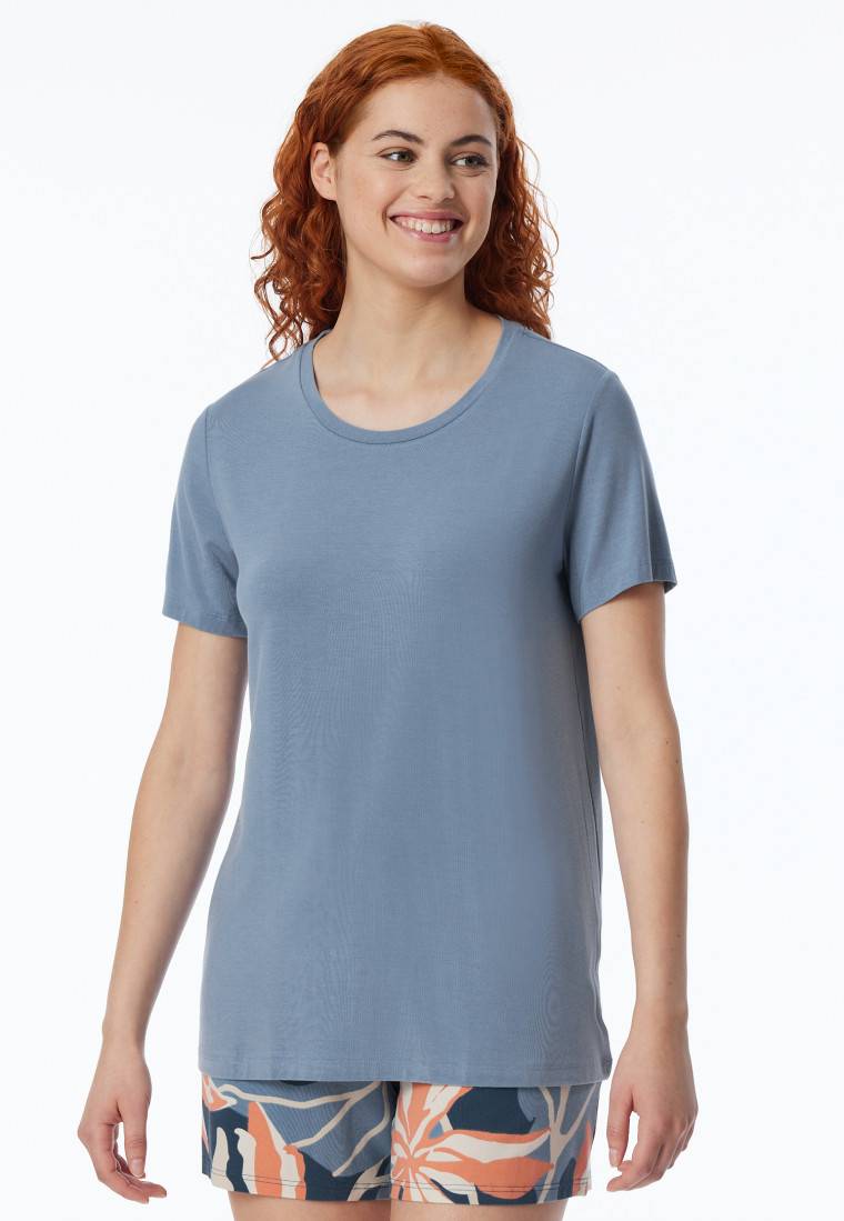 Schiesser Shirt kurzarm rundhals blaugrau - Mix+Relax Speichern exportieren