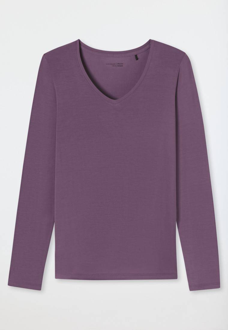 Schiesser Shirt langarm V-Ausschnitt malve - Mix+Relax Black Friday Preise