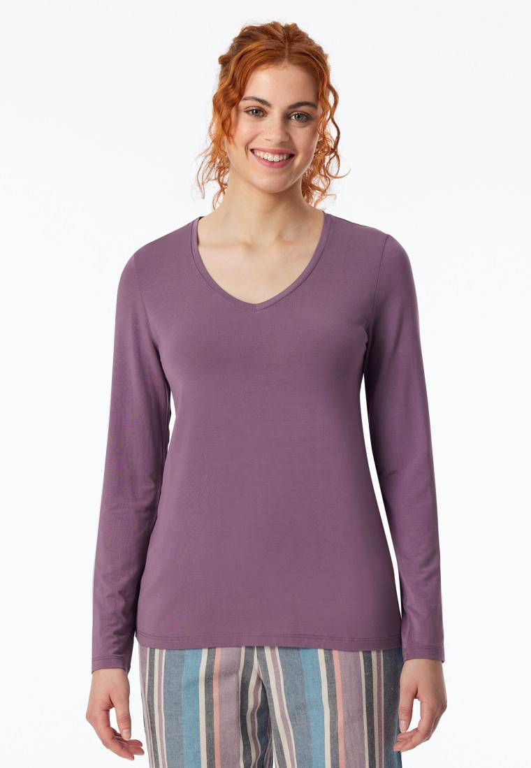 Schiesser Shirt langarm V-Ausschnitt malve - Mix+Relax Black Friday Preise