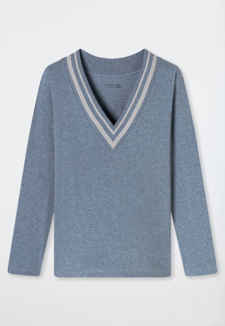 Schiesser Shirt langarm V-Ausschnitt jeans-meliert - Mix+Relax 2025