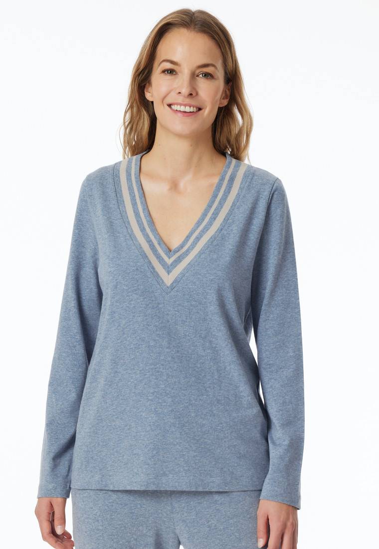 Schiesser Shirt langarm V-Ausschnitt jeans-meliert - Mix+Relax 2025