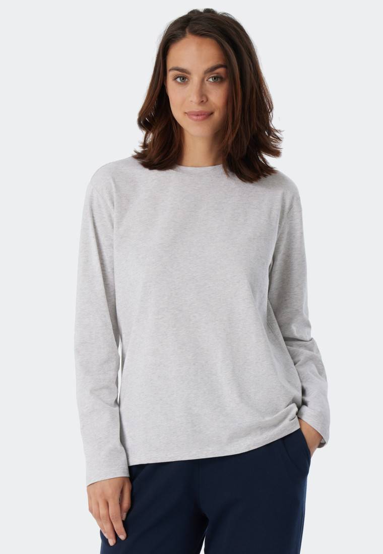 Schiesser Shirt langarm grau meliert - Mix+Relax Schlussverkauf