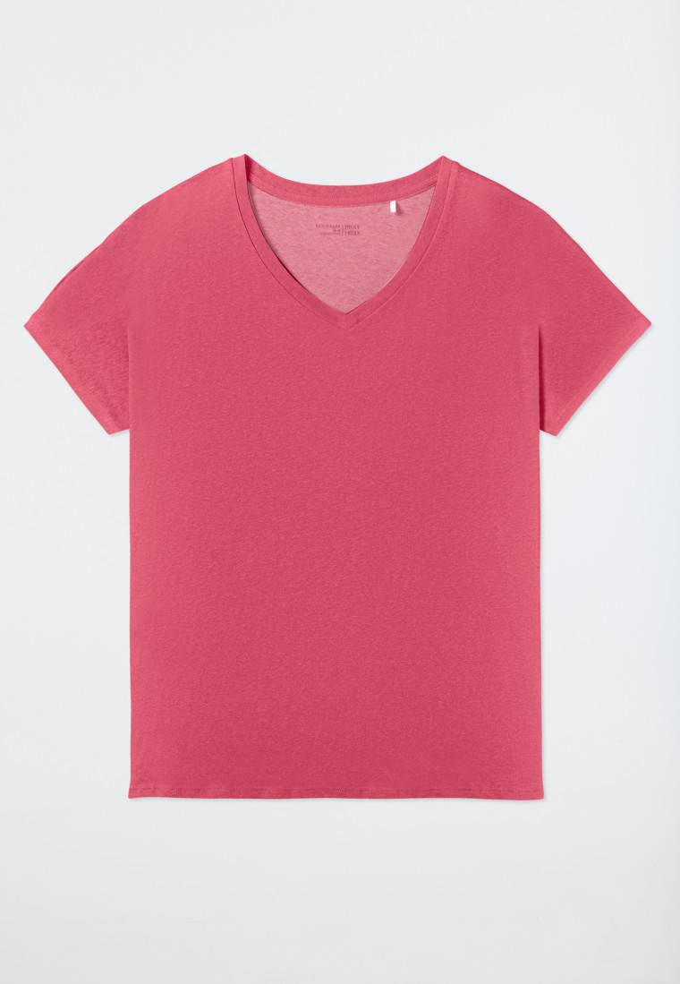 Schiesser Shirt kurzarm V-Ausschnitt pink - Mix+Relax Sonderangebot