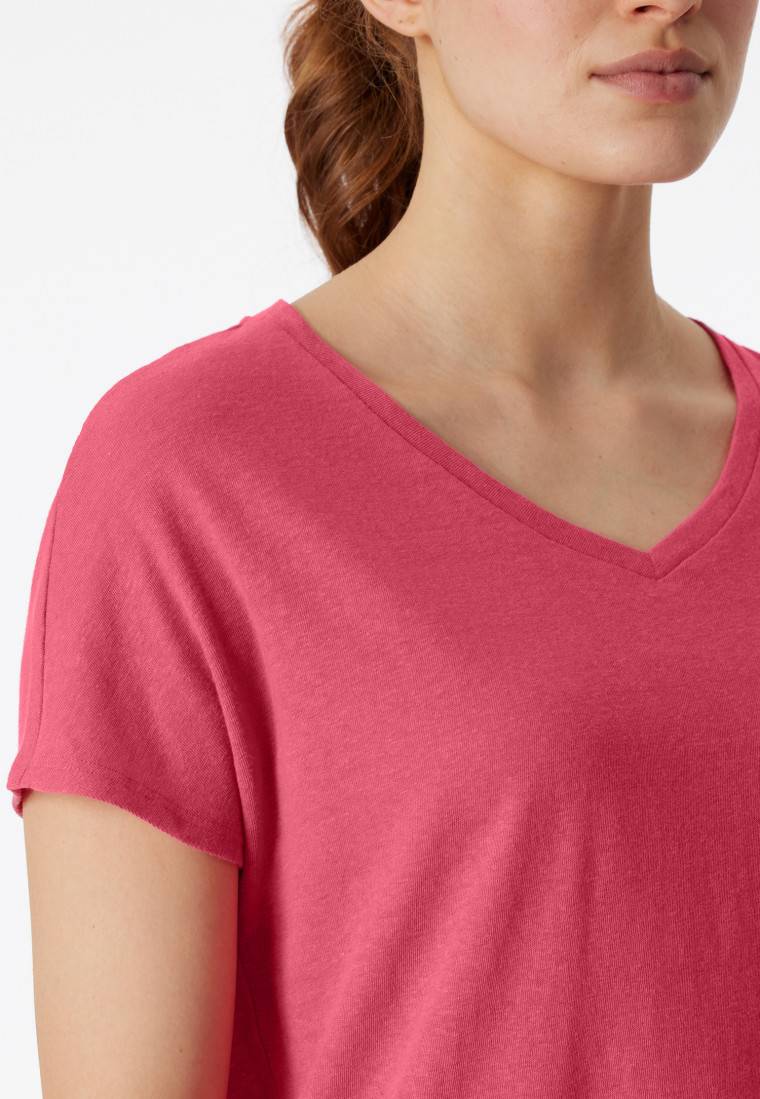 Schiesser Shirt kurzarm V-Ausschnitt pink - Mix+Relax Sonderangebot