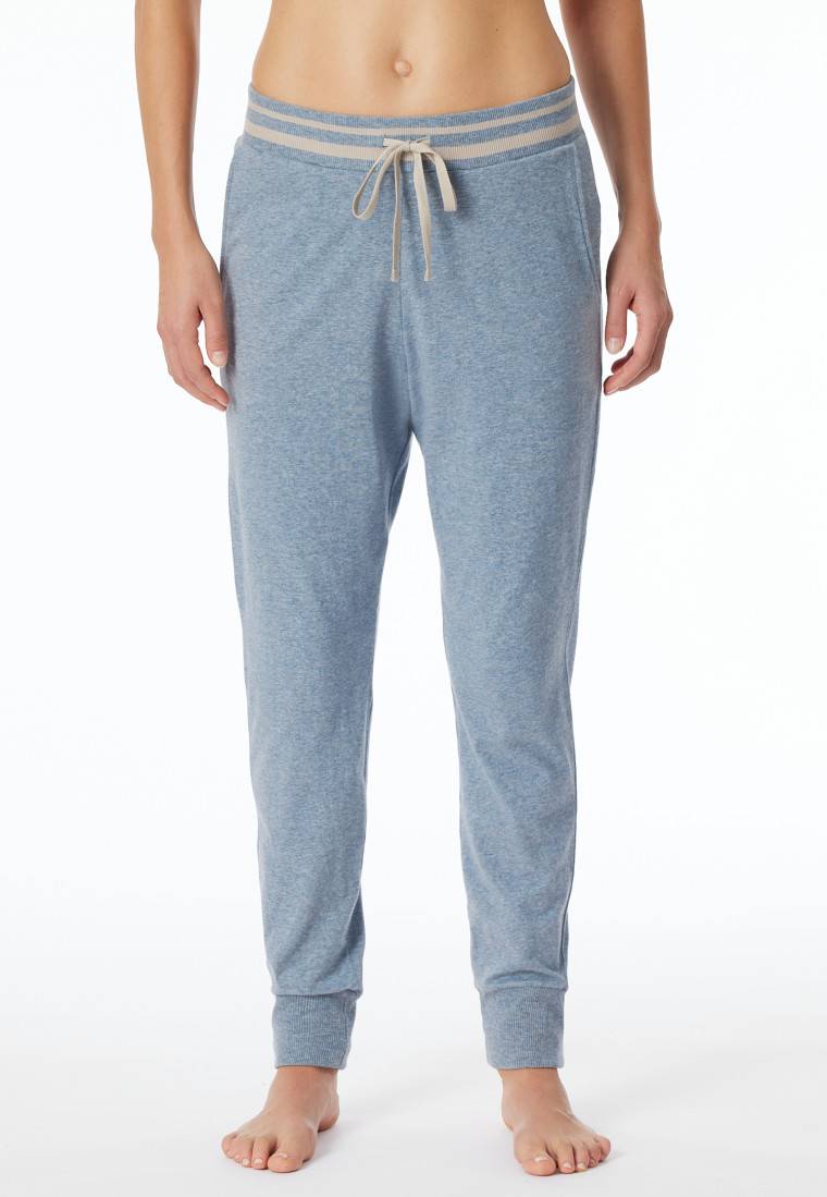 Schiesser Loungehose lang Organic Cotton Bündchen jeans-meliert - Mix+Relax Großer Ausverkauf