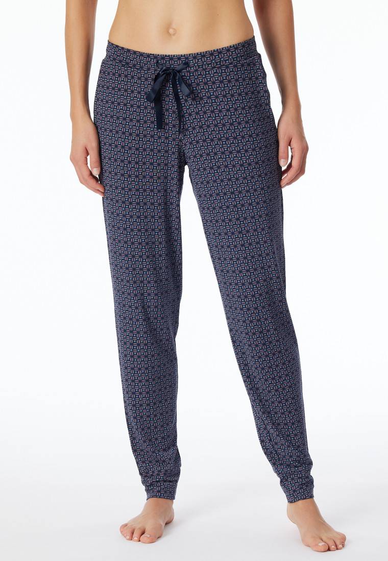 Schiesser Hose lang Bündchen multicolor floral gemustert - Mix+Relax Flash Sale