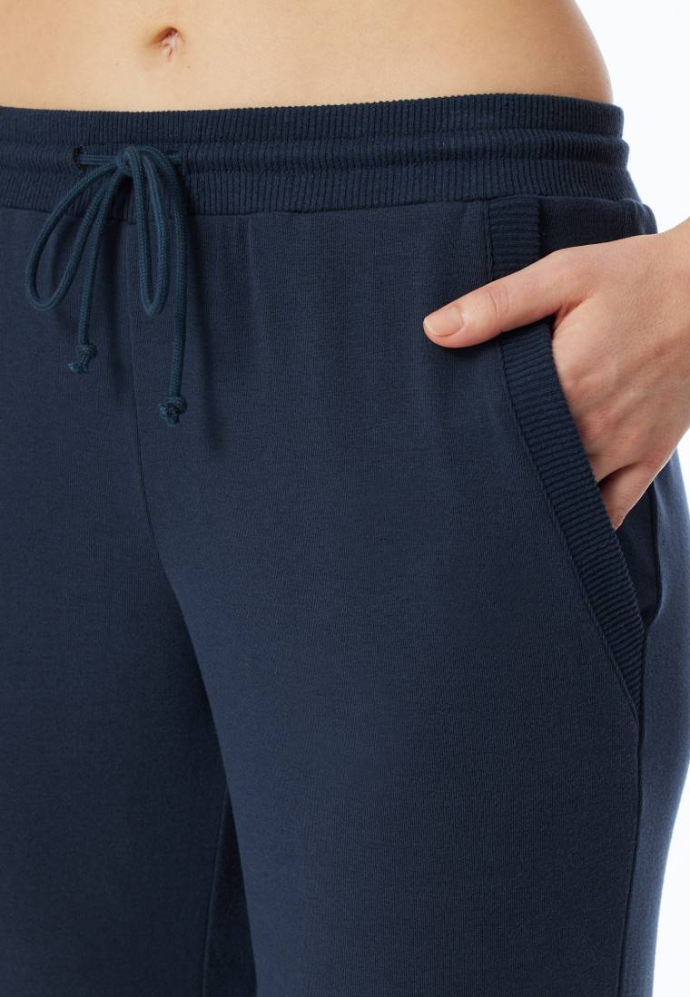 Schiesser Hose lang Feinripp Bündchen nachtblau - Mix+Relax Saisonschlussverkauf
