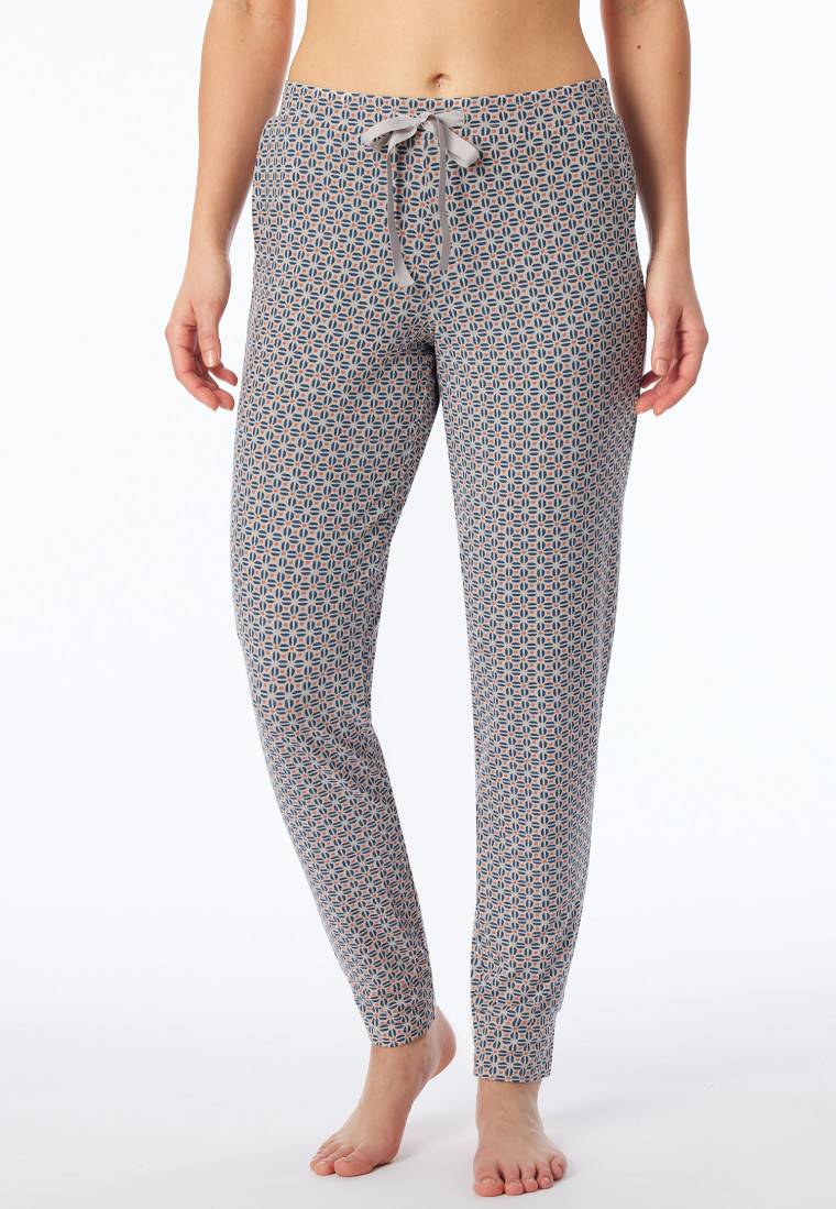 Schiesser Hose lang Bündchen multicolor floral gemustert - Mix+Relax Große Rabatte