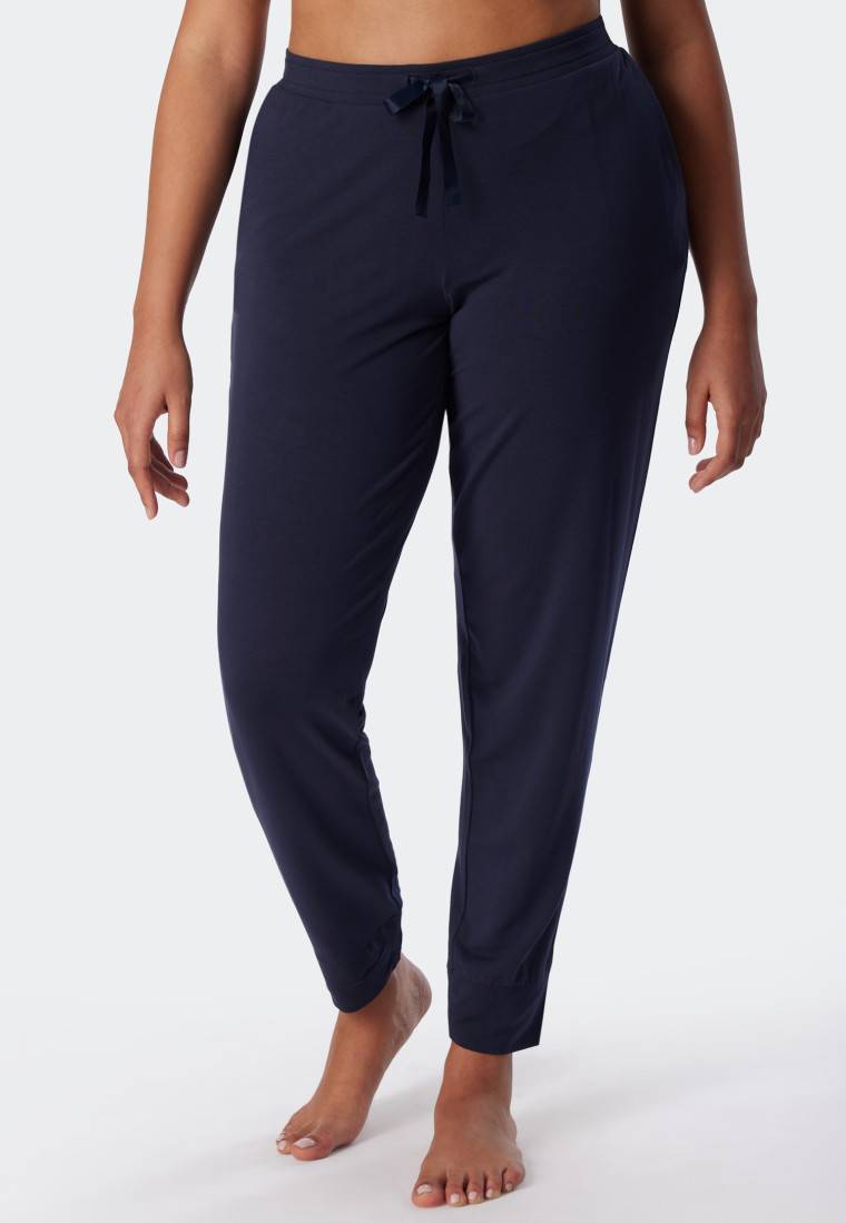 Schiesser Loungehose lang Modal Bündchen blau - Mix+Relax Saisonale Angebote