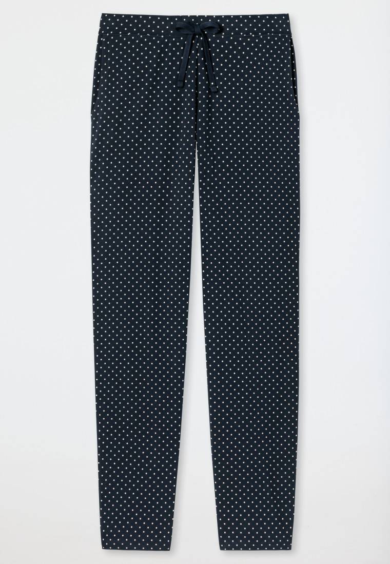 Schiesser Loungehose lang Jersey Punkte dunkelblau gemustert - Mix+Relax Tiefpreis