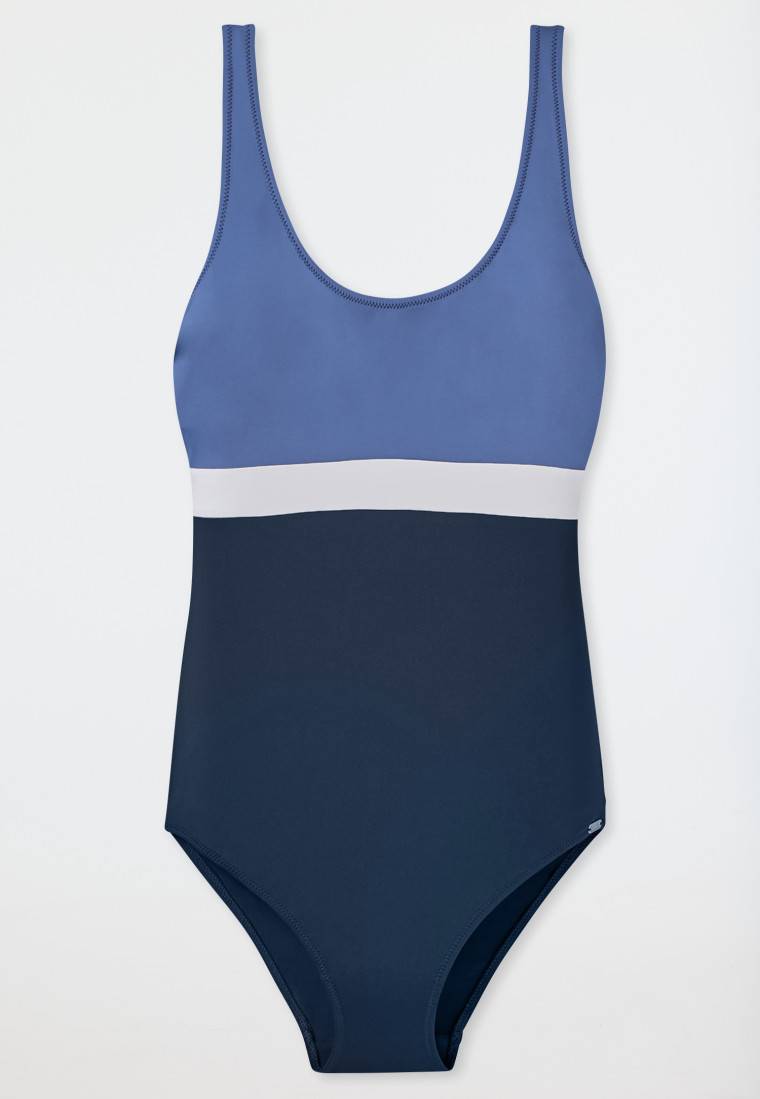 Schiesser Badeanzug Schwimmer Colorblock nachtblau - Aqua Ocean Swim Bis zu 60% Rabatt