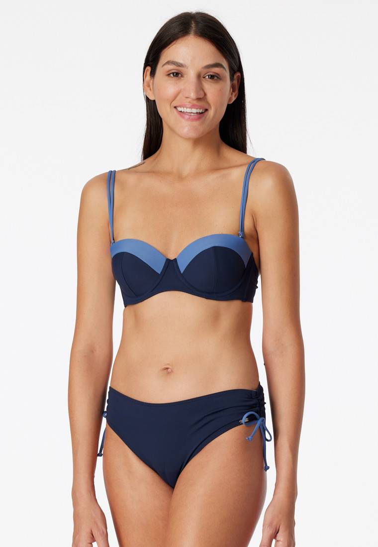 Schiesser Bandeau Bügel-Bikini Softcups variable Träger Midi-Slip verstellbare Seiten nachtblau - Ocean Swim Speichern exportieren
