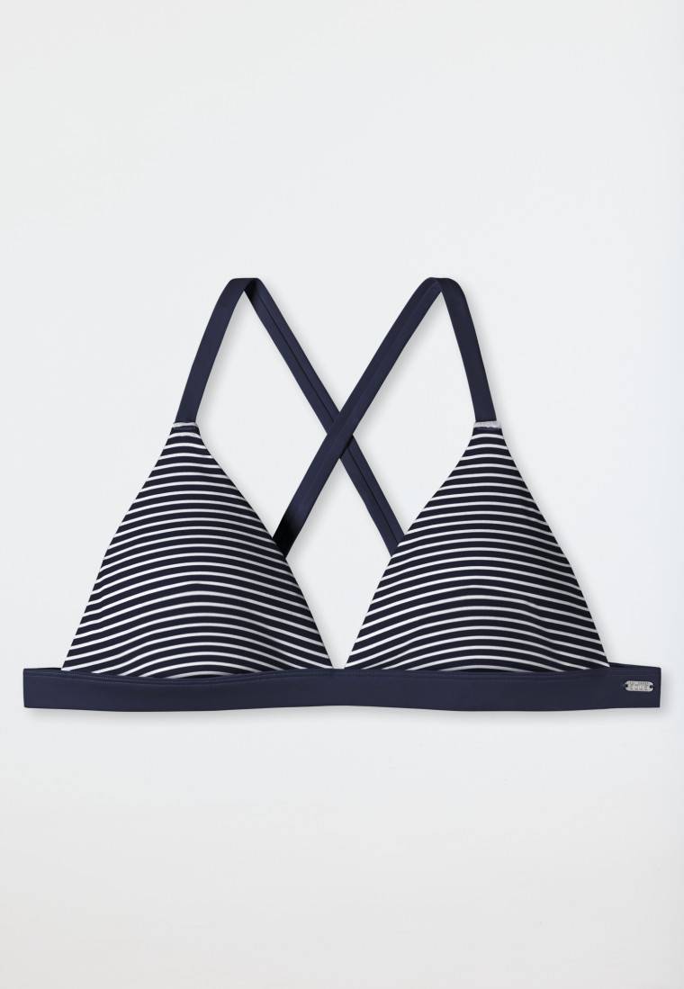 Schiesser Bikini Triangel-Top herausnehmbare Cups variable Träger Streifen dunkelblau - Mix & Match Reflections Black Friday Preise