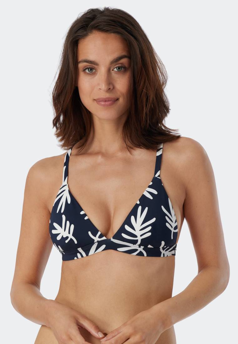 Schiesser Bikini Triangel-Top herausnehmbare Cups variable Träger Korallen dunkelblau-gemustert - Mix & Match Coral Life zollfrei