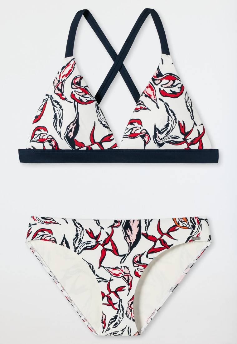 Schiesser Triangel-Bikini herausnehmbare Softcups variable Träger gefüttert Mini-Slip Blumenprint mehrfarbig - Deep Sea Rabatte dieses Monats