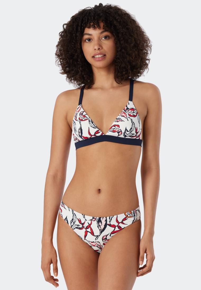 Schiesser Triangel-Bikini herausnehmbare Softcups variable Träger gefüttert Mini-Slip Blumenprint mehrfarbig - Deep Sea Rabatte dieses Monats