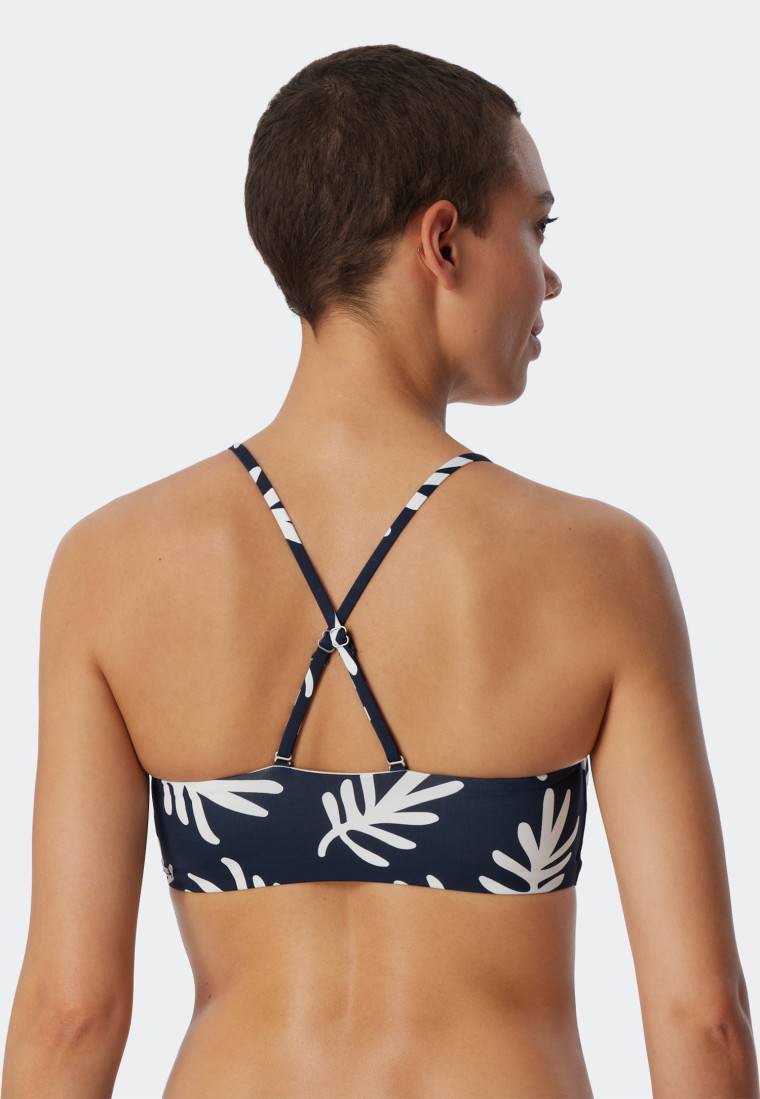 Schiesser Bandeau Bikini-Top gefüttert Softcups variable Träger Korallen dunkelblau-gemustert - Mix & Match Coral Life Online