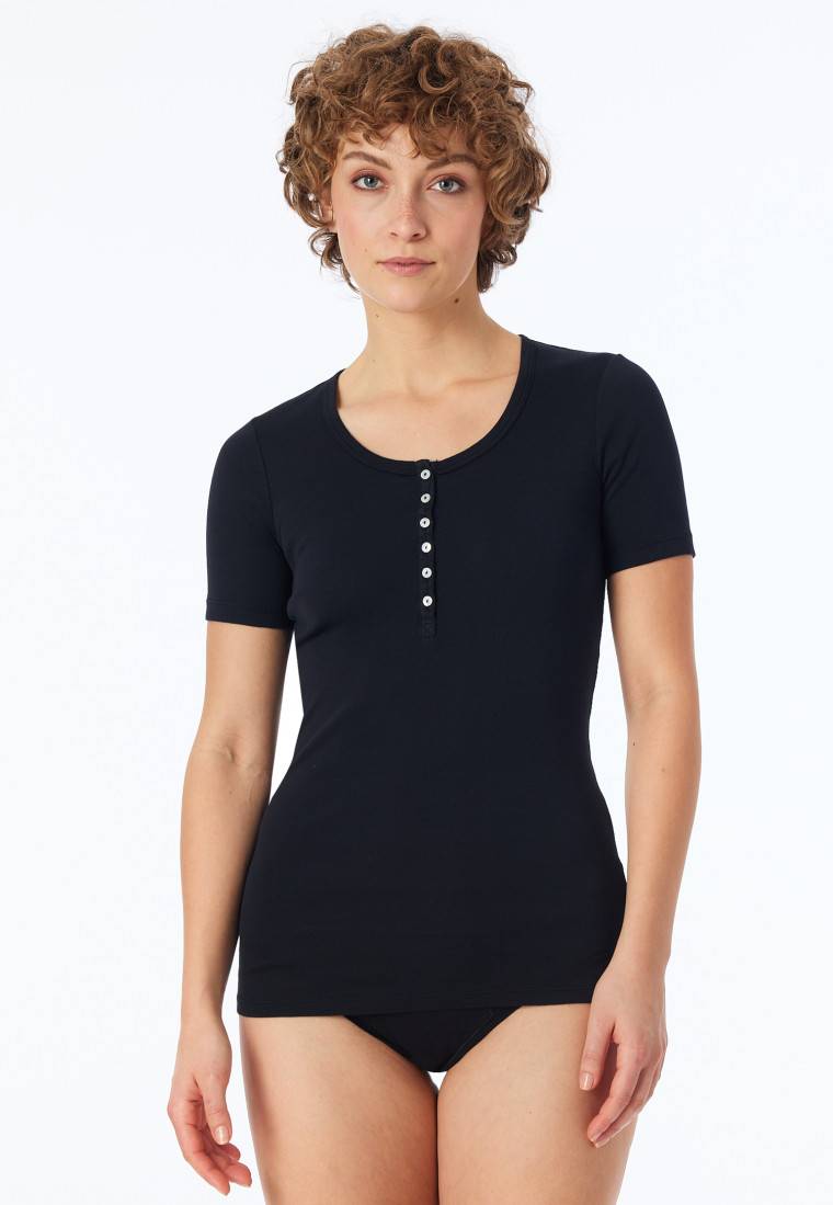 Schiesser Shirt kurzarm schwarz - Revival Berta Flash Sale