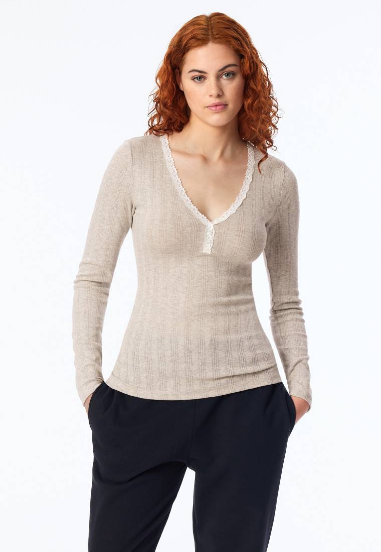 Schiesser Shirt langarm grau meliert - Revival Agathe Online Shopping
