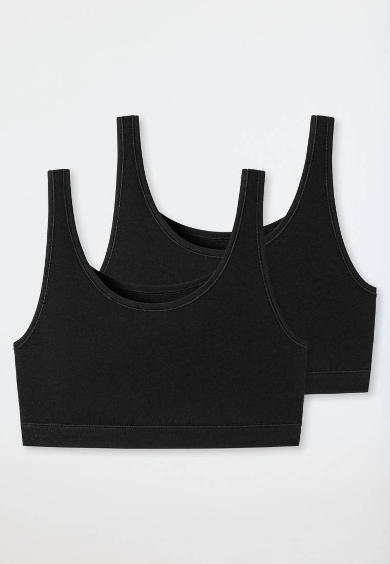 Schiesser Bustier 2er-Pack ohne Cups Organic Cotton schwarz - 95/5 Top Angebot