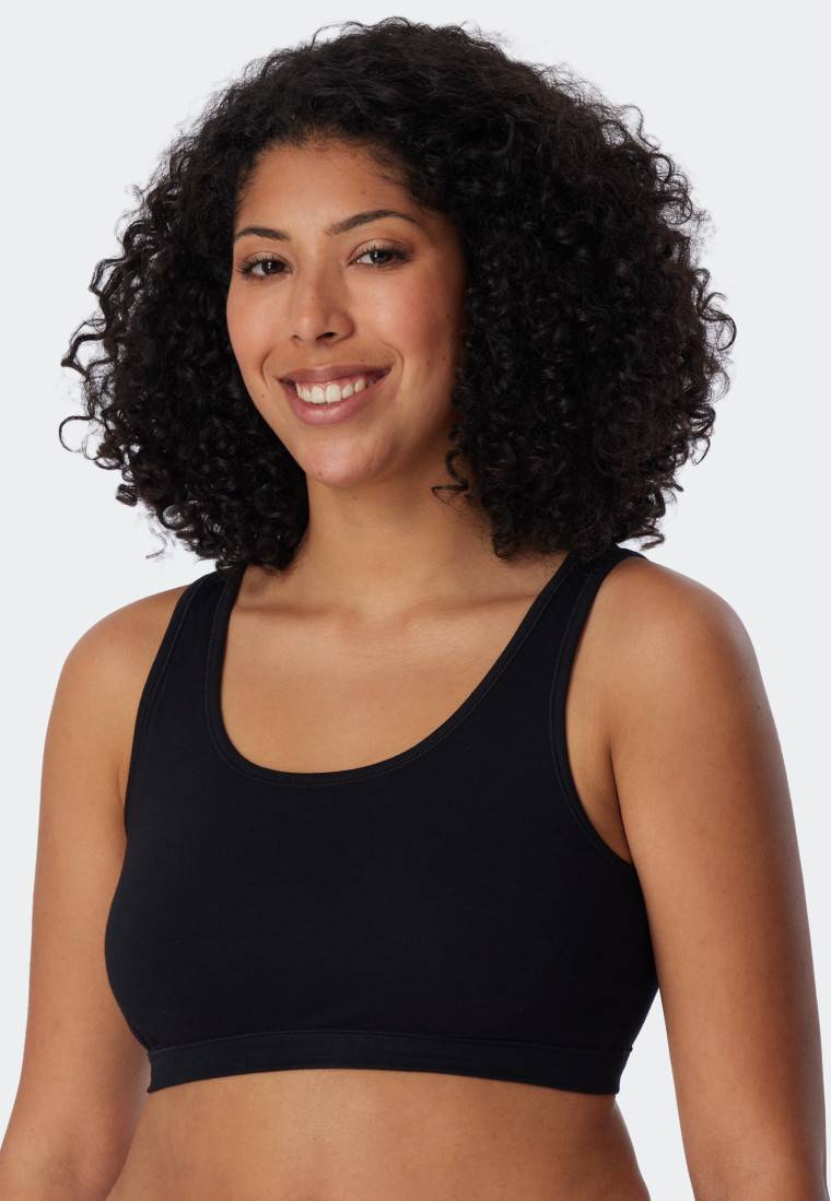 Schiesser Bustier 2er-Pack ohne Cups Organic Cotton schwarz - 95/5 Top Angebot