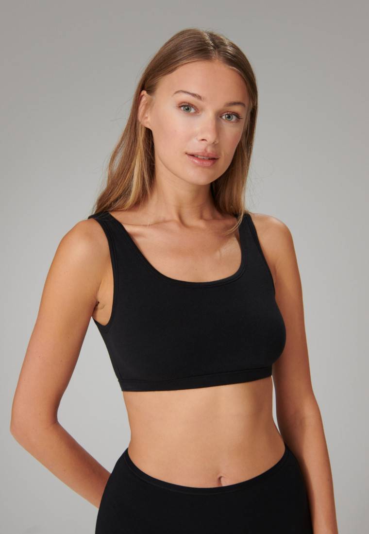 Schiesser Bustier 2er-Pack ohne Cups Organic Cotton schwarz - 95/5 Top Angebot