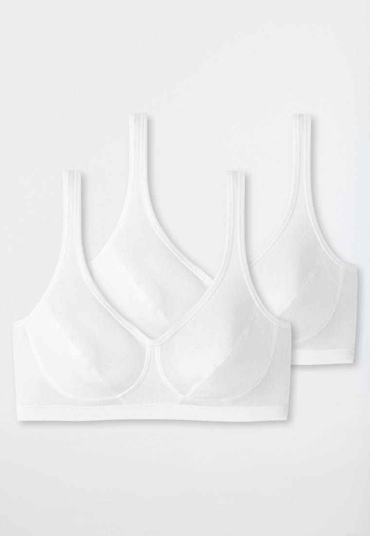 Schiesser Bustier 2er-Pack mit Cups Organic Cotton weiß - 95/5 Große Rabatte