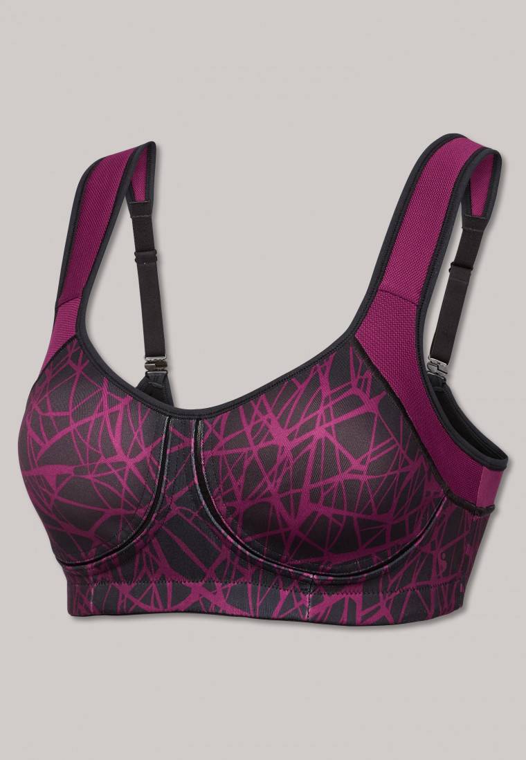 Schiesser Sport-BH gemoldete Cups bügellos High Support beere gemustert - Active Sonderangebote