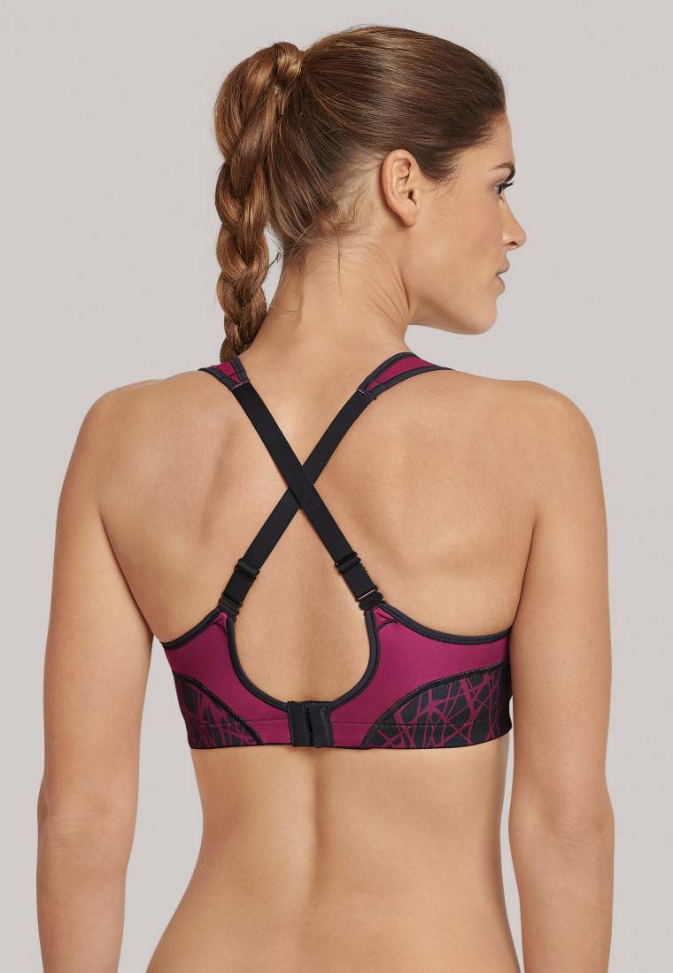 Schiesser Sport-BH gemoldete Cups bügellos High Support beere gemustert - Active Sonderangebote