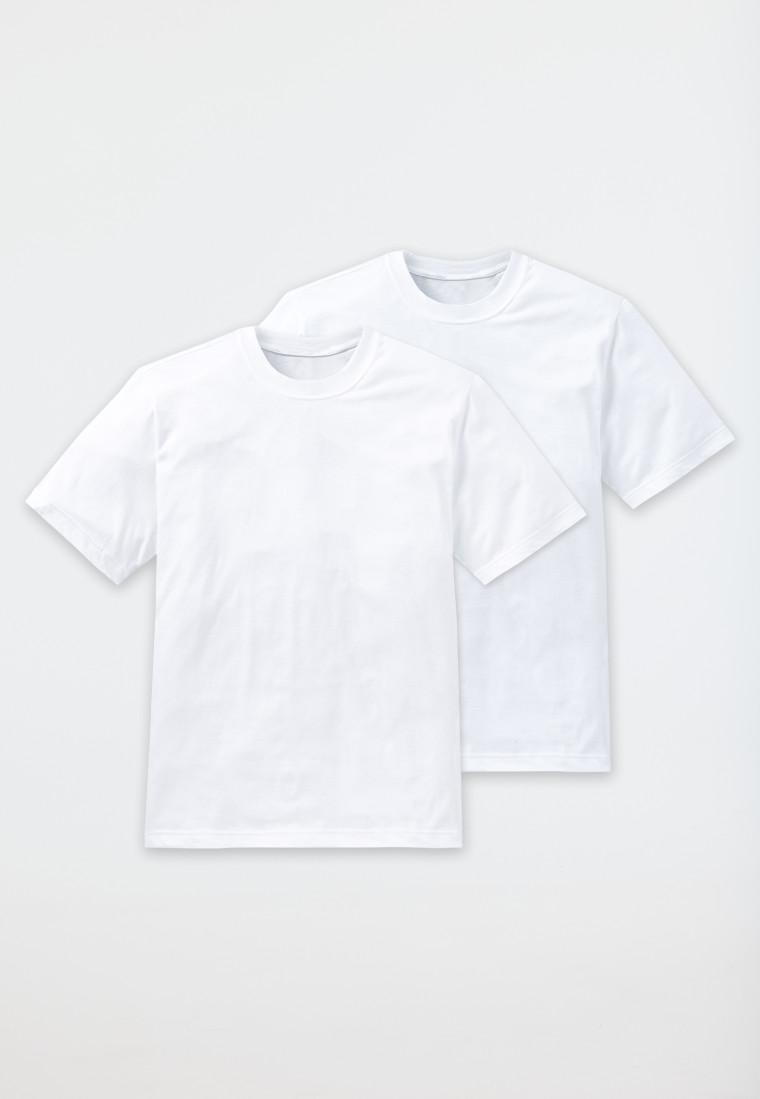 Schiesser Shirt kurzarm Jersey 2er-Pack rundhals weiß - American T-Shirt Nur für heute