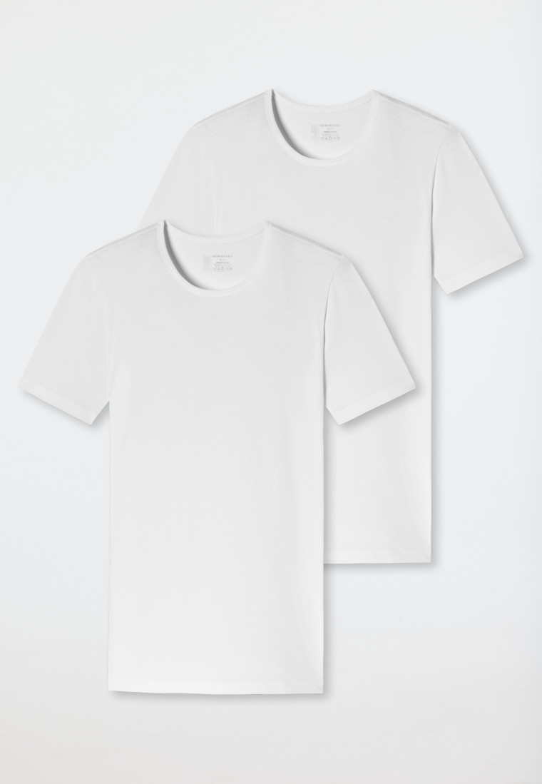 Schiesser Shirts kurzarm 2er-Pack Organic Cotton Rundhals weiß – 95/5 Vierteljährliche Förderung