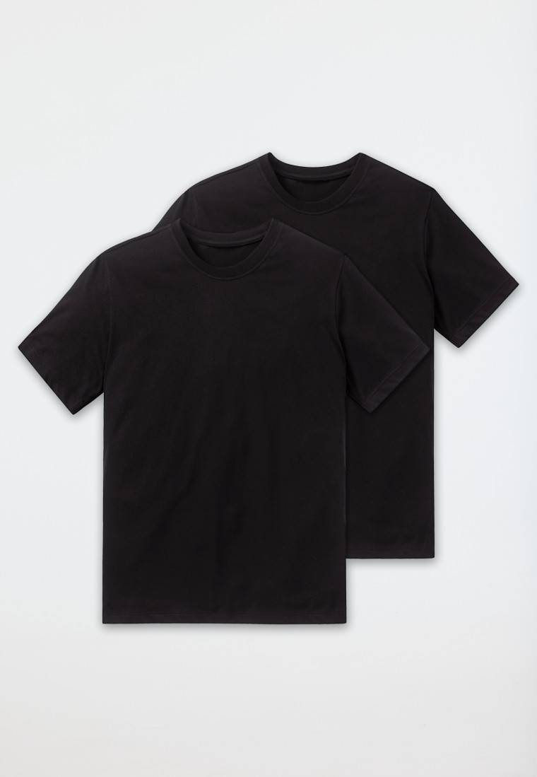 Schiesser Shirt kurzarm Jersey 2er-Pack rundhals schwarz - American T-Shirt Discount Store für neue Produkte