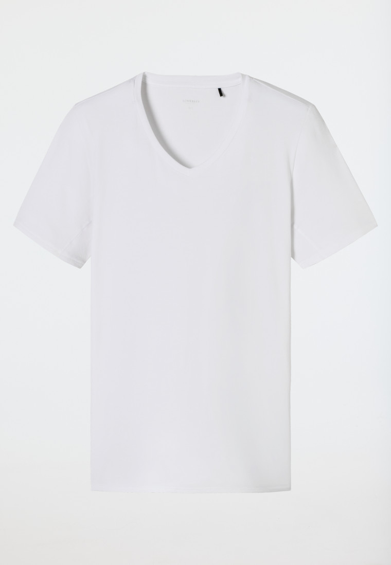 Schiesser Shirt kurzarm V-Ausschnitt weiß - Premium Cotton Super Rabatt