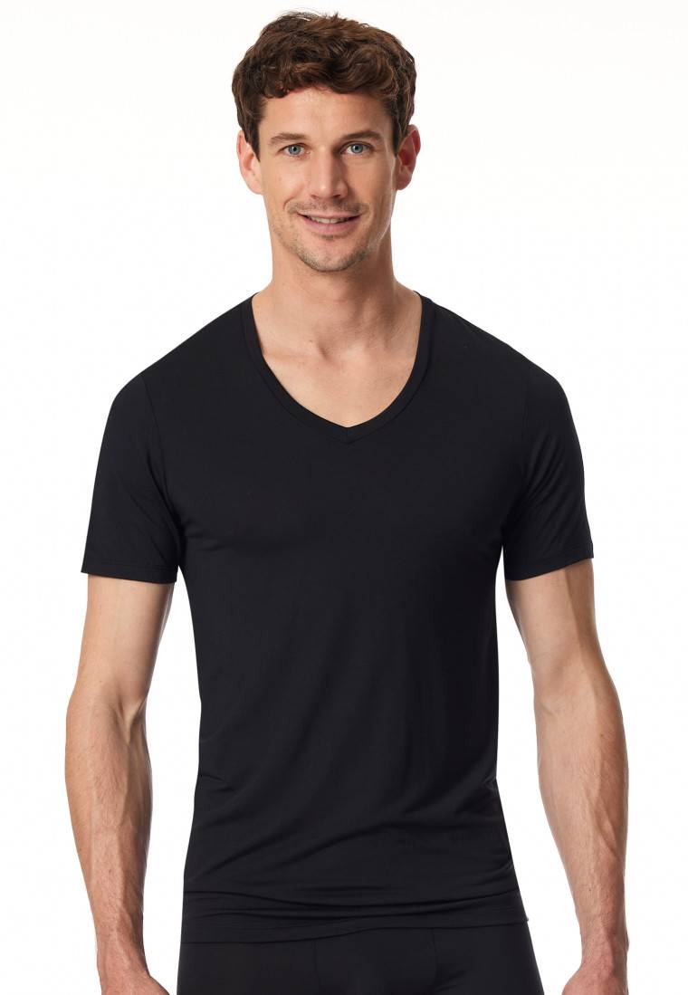 Schiesser Shirt kurzarm V-Ausschnitt schwarz - Premium Modal Speichern exportieren