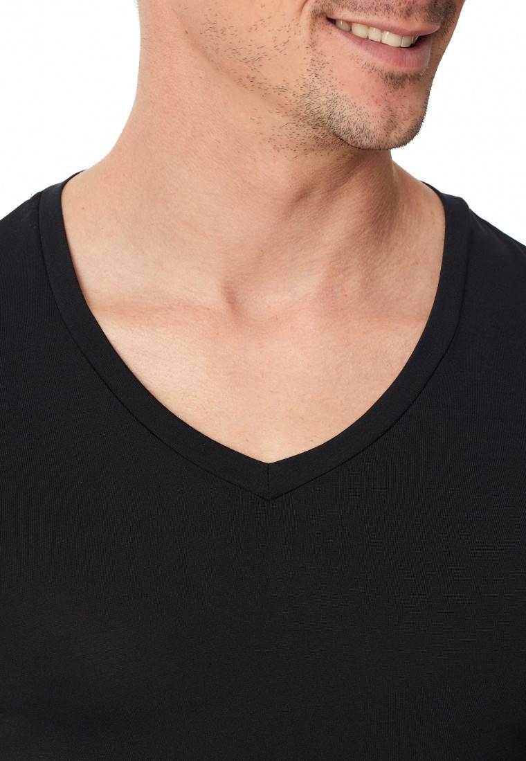 Schiesser Shirt kurzarm V-Ausschnitt schwarz - Premium Modal Speichern exportieren