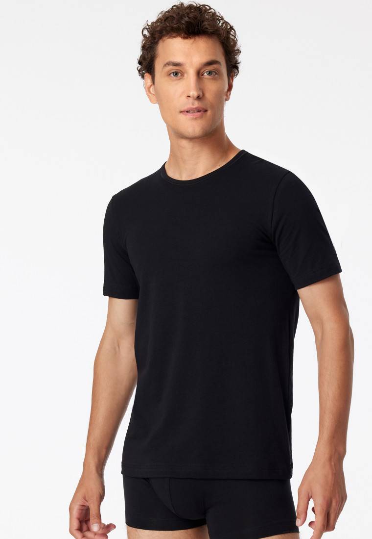 Schiesser Shirts kurzarm 2er-Pack Organic Cotton Rundhals schwarz - 95/5 50% Rabatt für begrenzte Zeit