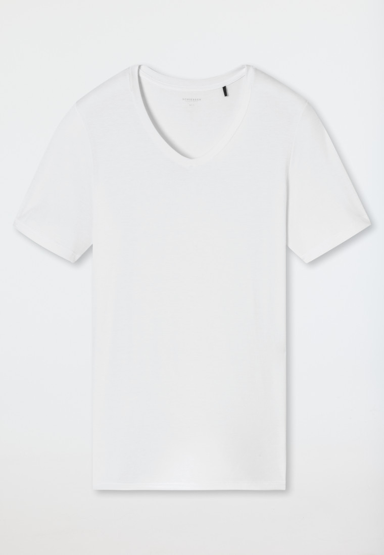 Schiesser Shirt kurzarm V-Ausschnitt weiß - Premium Modal 2025