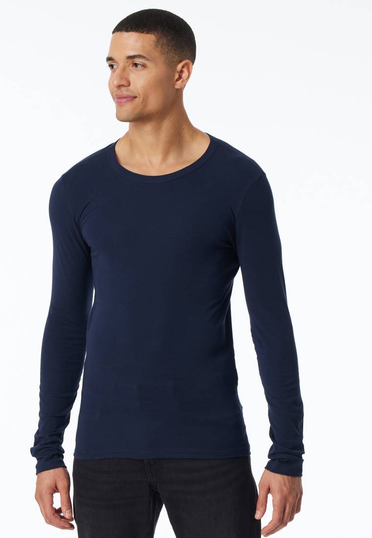Schiesser Shirt langarm dunkelblau - Revival Ludwig Outlet