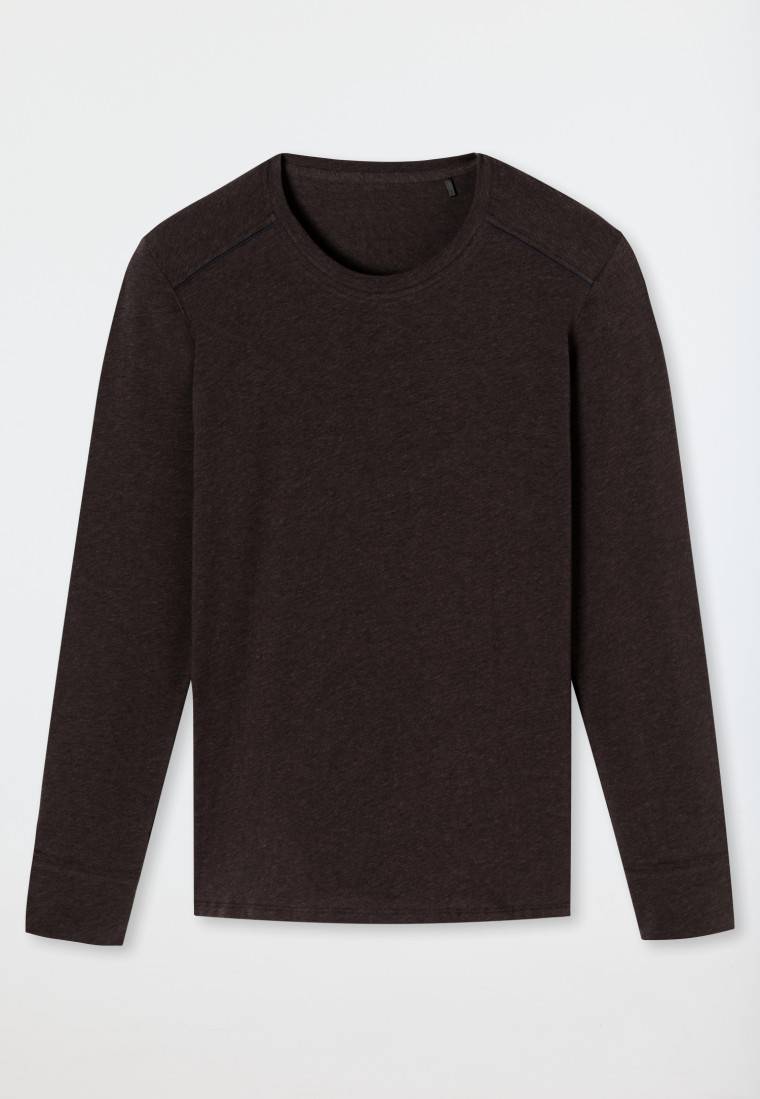 Schiesser Shirt langarm braun meliert - Comfort Fit Hotsell