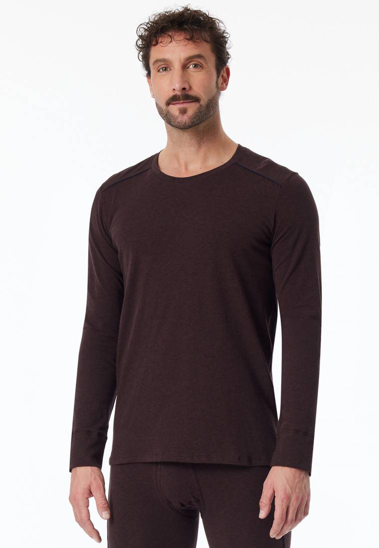 Schiesser Shirt langarm braun meliert - Comfort Fit Hotsell