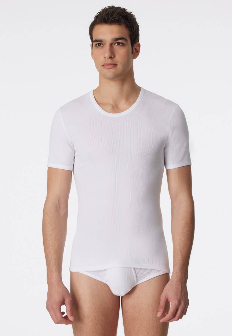 Schiesser Shirt kurzarm Doppelripp weiß - Essentials Schlussverkauf