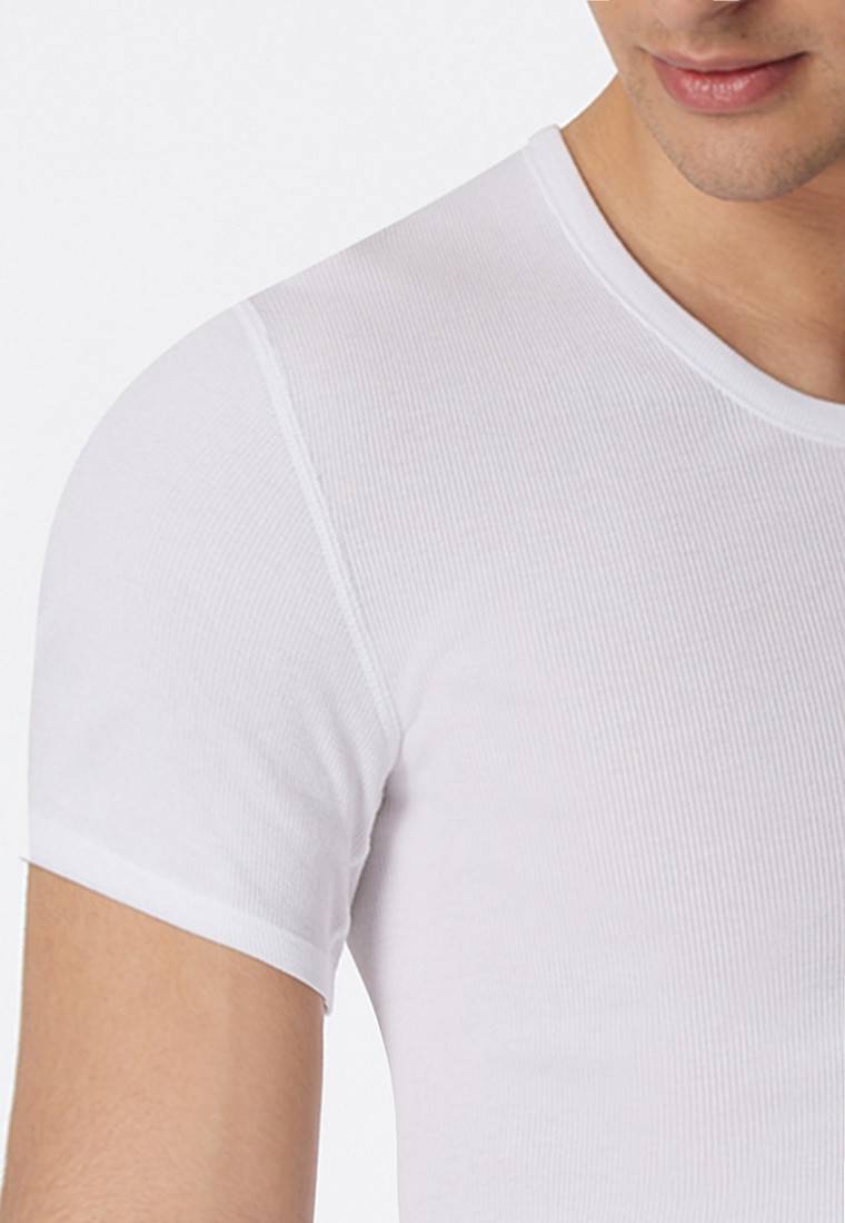 Schiesser Shirt kurzarm Doppelripp weiß - Essentials Schlussverkauf