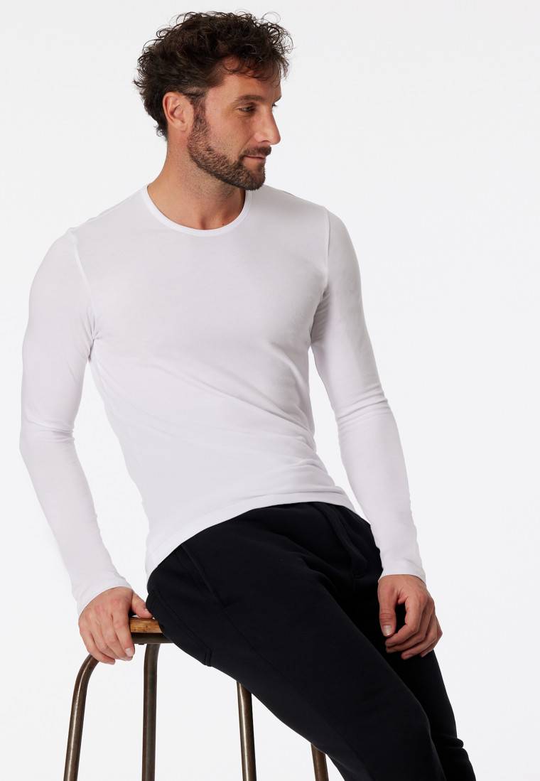 Schiesser Shirt langarm Organic Cotton Rundhals weiß - 95/5