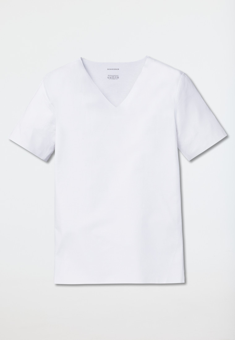 Schiesser Shirt Interlock seamless kurzarm V-Ausschnitt weiß - Laser Cut Versandkostenfrei