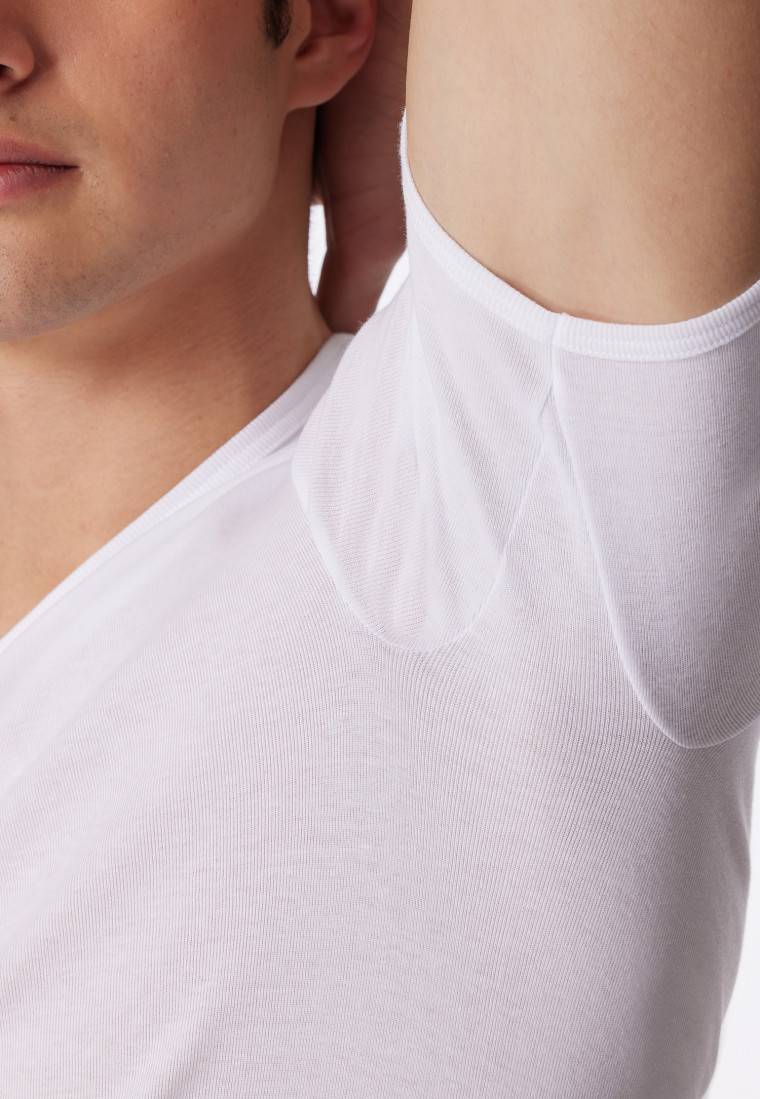 Schiesser Shirt kurzarm V-Ausschnitt Feinripp weiß - Original Classics Großer Ausverkauf