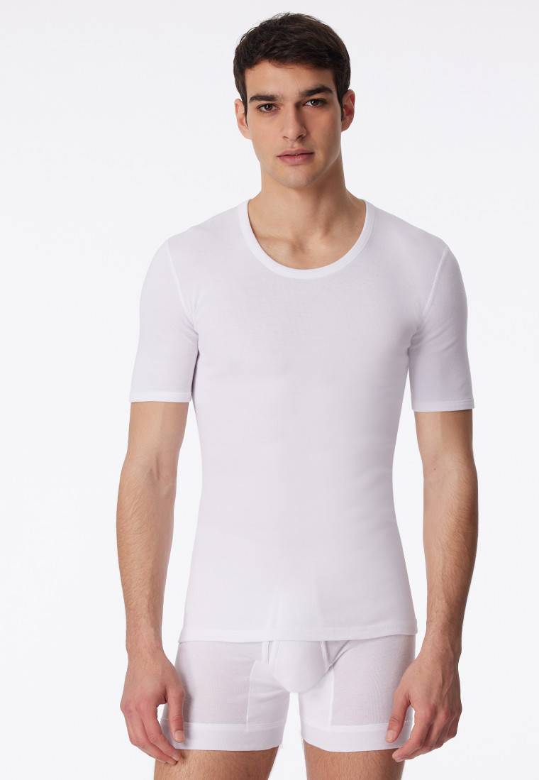 Schiesser Shirt kurzarm weiß - Essentials Feinripp Online Shopping