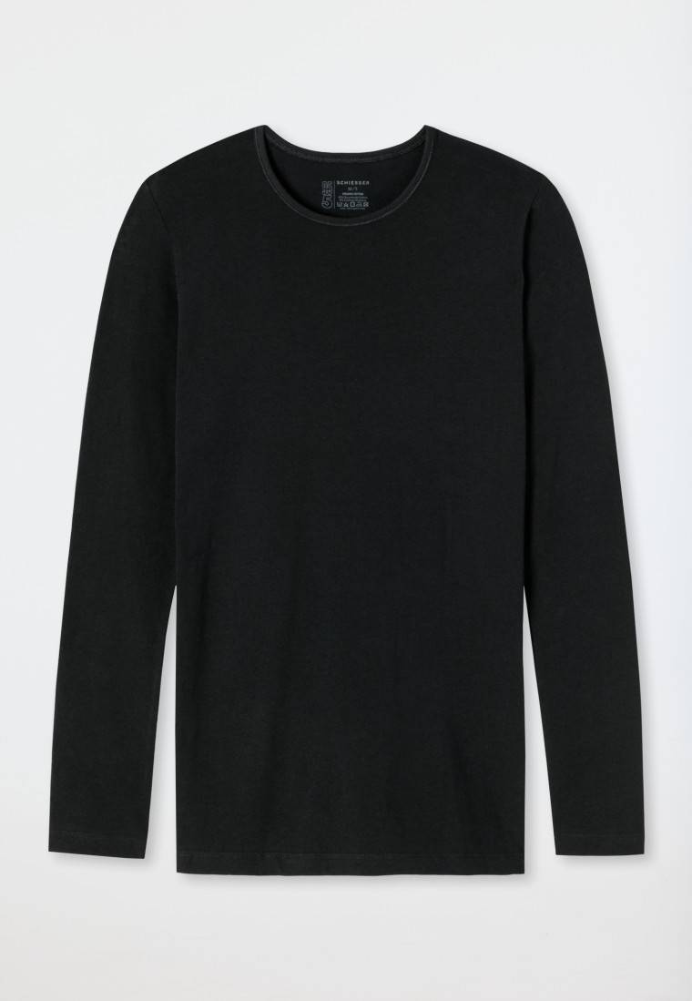 Schiesser Shirt langarm Organic Cotton Rundhals schwarz - 95/5 Saisonschlussverkauf