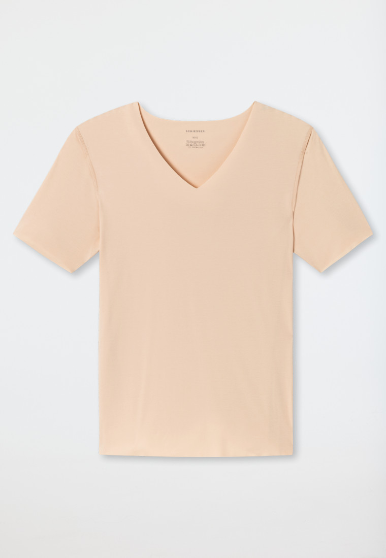 Schiesser Shirt Interlock seamless kurzarm V-Ausschnitt clay - Laser Cut Black Friday