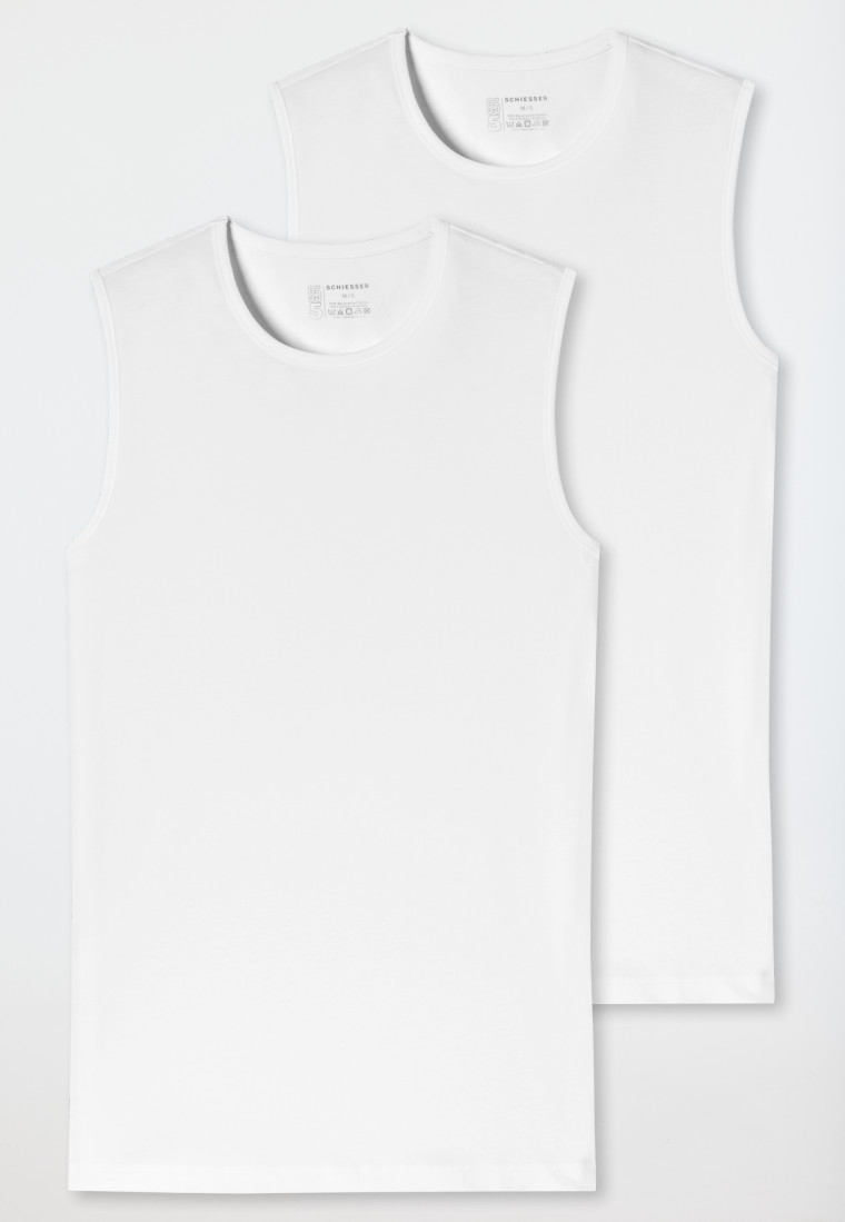 Schiesser Tank Tops 2er-Pack Organic Cotton Rundhals weiß – 95/5 Muttertagsangebot