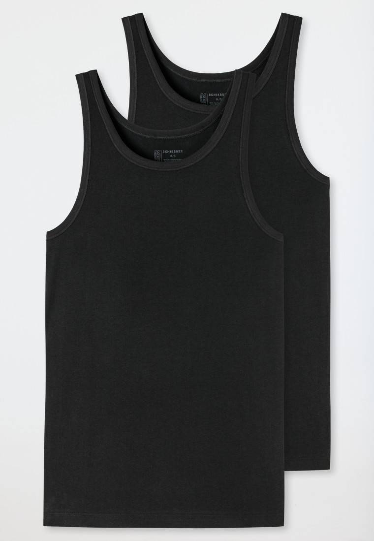 Schiesser Unterhemden 2er-Pack Organic Cotton schwarz – 95/5 Vatertagsangebot